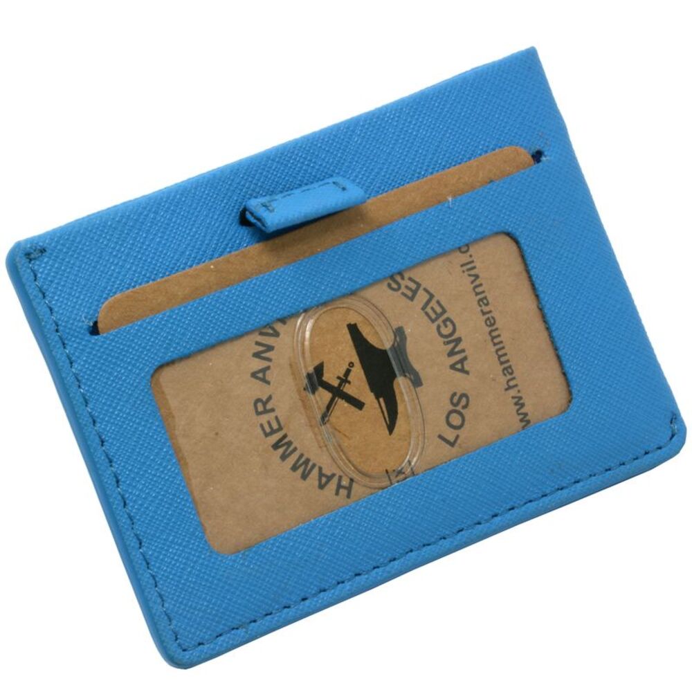 Hammer Anvil Mens Minimalist Front Pocket Wallet RFID Safe Leather Easy Pull Tab